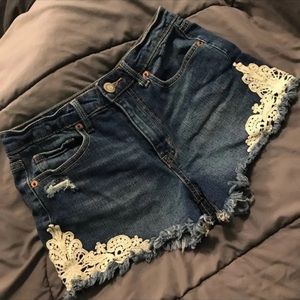 High waisted denim jean shorts